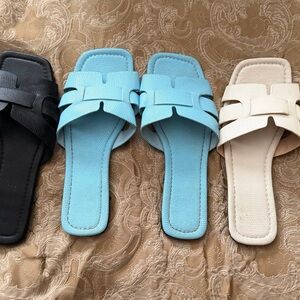Stylish Women's Sandals - Black, Blue, and Cream